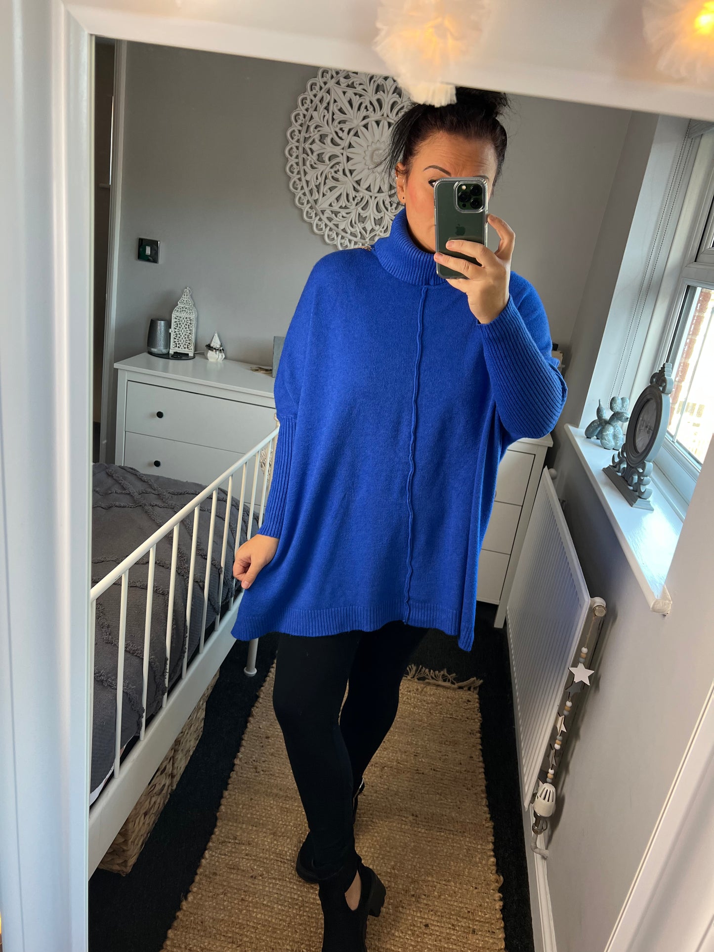 Roll Neck Jumper - Cobalt